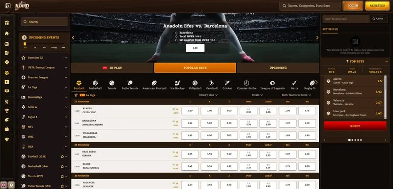 Lizaro Live Casino Screenshot