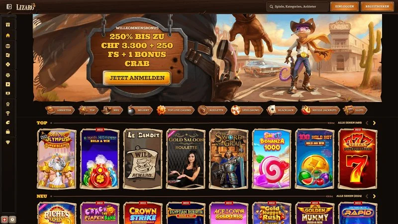 Lizaro Casino Lobby Screenshot